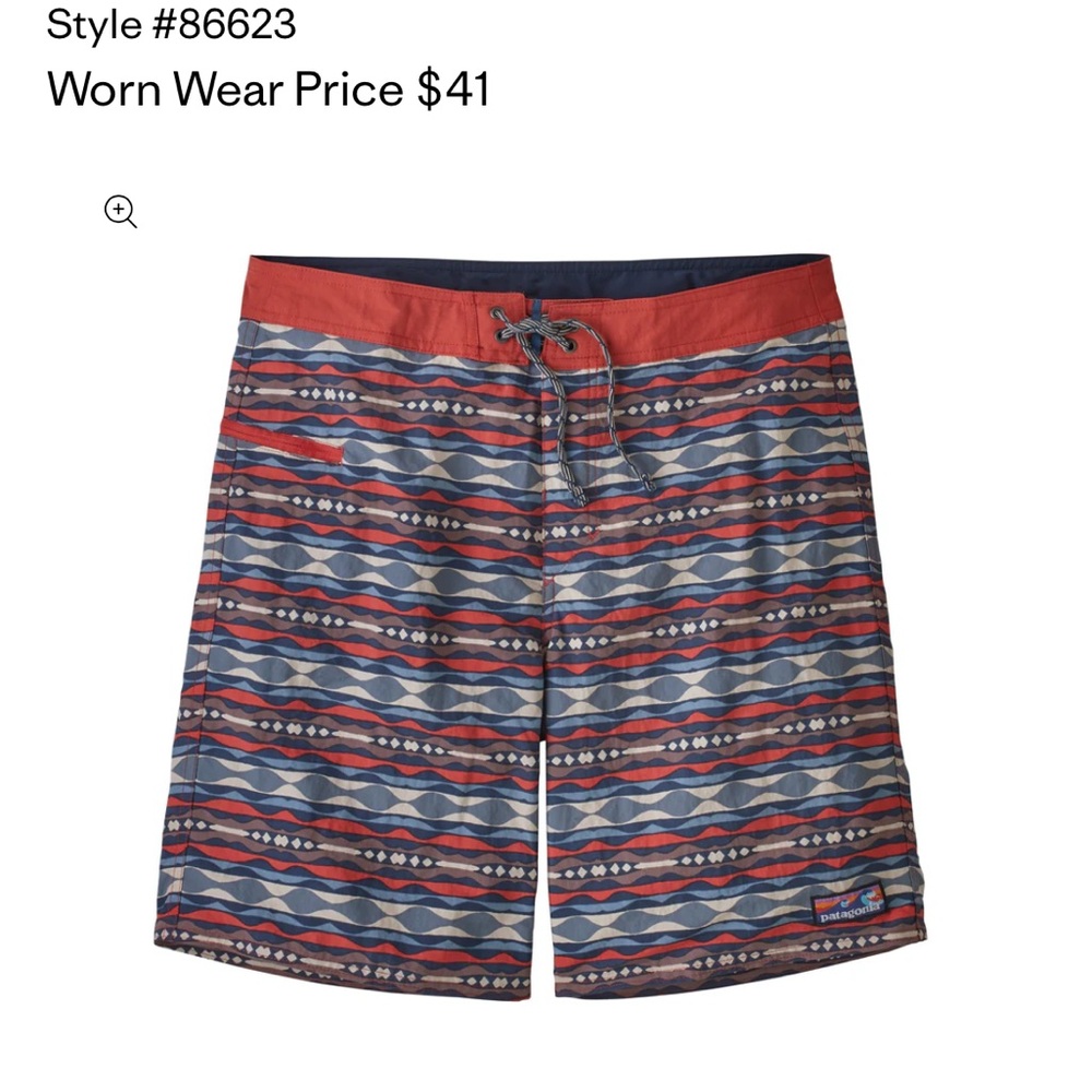 Patagonia Men's Red and Blue Patterned Board Shorts